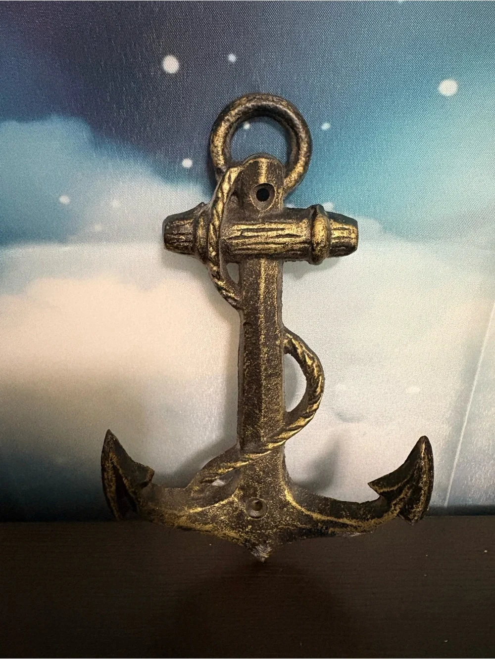 Vintage Nautical Anchor Hook Antique bronze finish cast iron. Preowned.